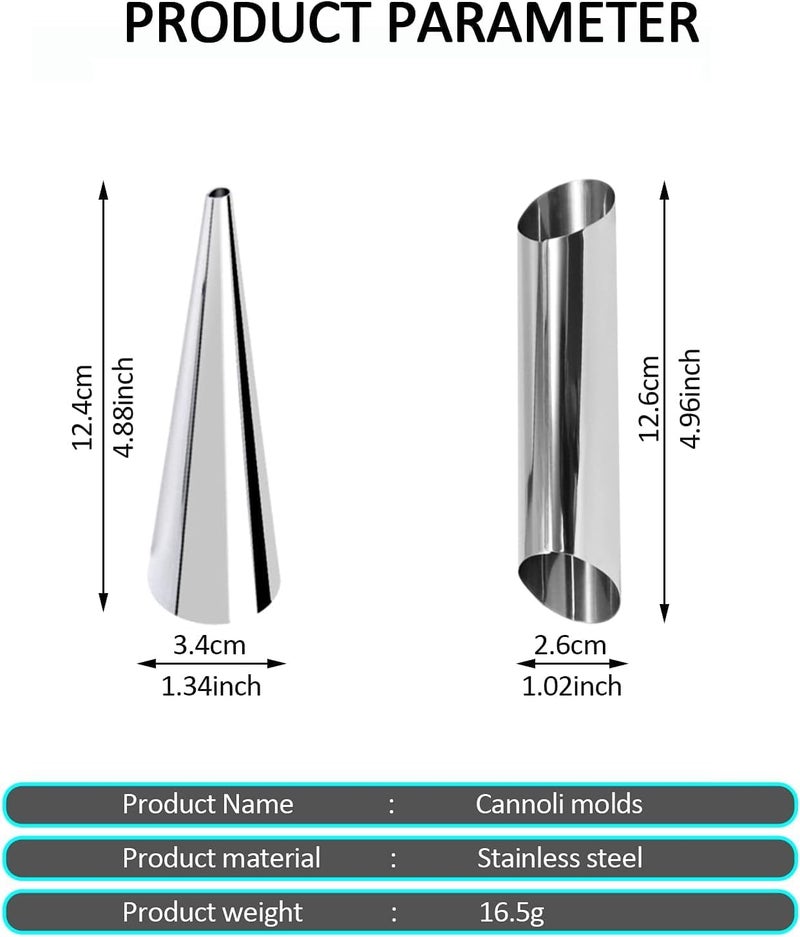 BEETO Cannoli Form Tubes, 24 pack 5 inch Screw Croissant Molds,Stainless Steel,Non-Stick,Cream Horn Roll Moulds Set,Tubular/Standing Cone Shaped,for Baking Danish Crisps,Desserts,Pastry,with Cleaning Brush - Image 2