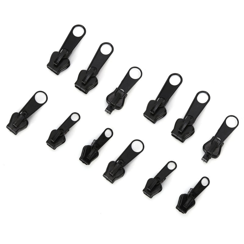 12Pcs Universal Zipper Head Repair Kit Replacement for DIY Jackets Jeans Trousers Coats WalletsBlack - Image 2