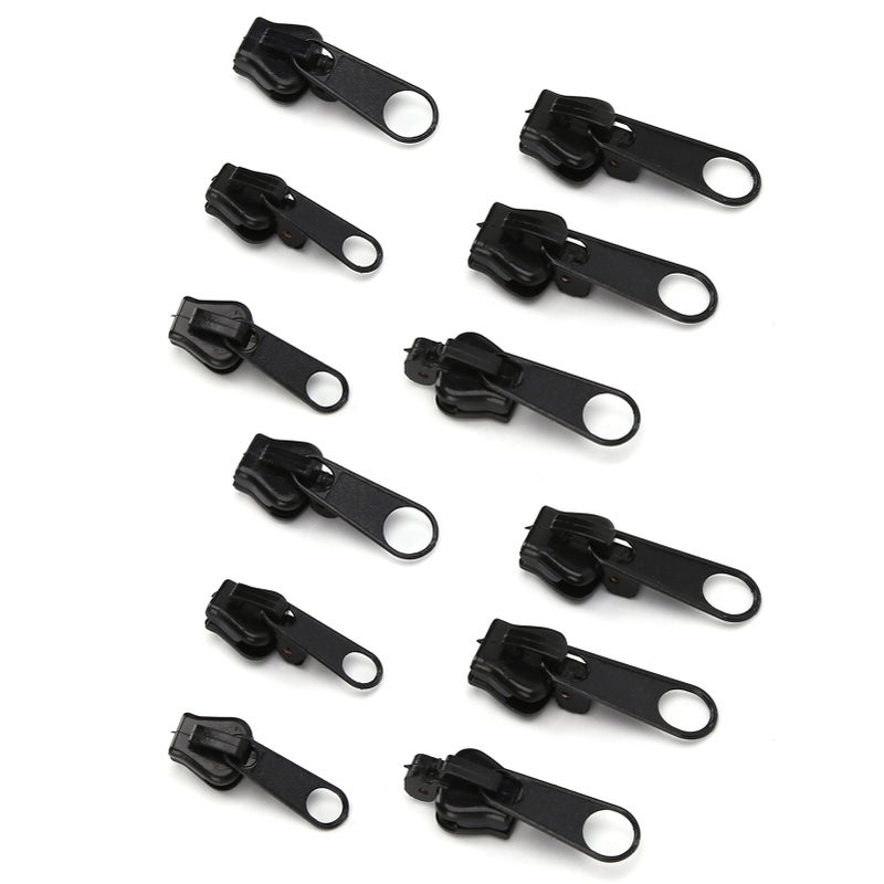 12Pcs Universal Zipper Head Repair Kit Replacement for DIY Jackets Jeans Trousers Coats WalletsBlack - Image 1