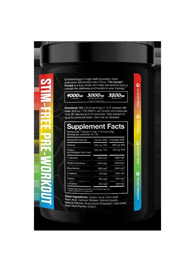 JNX Sports The Curse! Stim-Free Pump Pre-Workout Sour Candy – 40 Serves Caffeine-Free Formula Non-Stimulant For Use Day & Night - Image 3