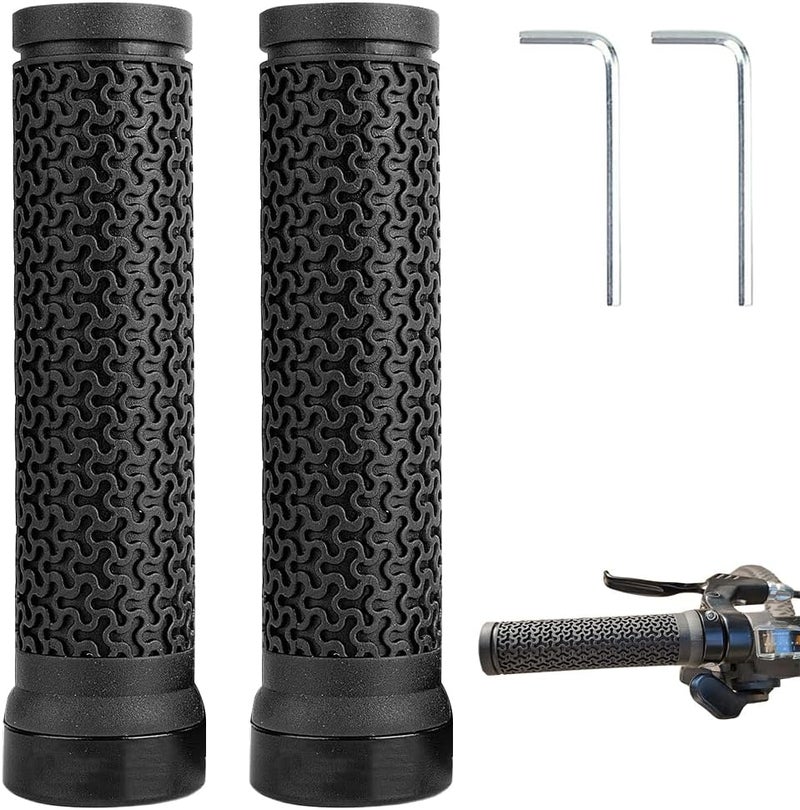 HASTHIP ® Bike Handle Grips, 5 inches Anti-Slip Textured Rubber Handle Grips Bicycle Grips Bike Grips Replacements, Easy to Use, Pack of 2 - Image 1