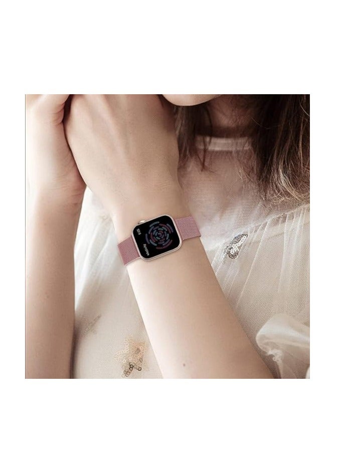 تين تك سوار مغناطيس متوافق مع ساعة ابل 49 ملم / 45 ملم / 44 ملم / 42 ملم، استيك ساعة من الستانلس ستيل لسلسلة اي ووتش 1/2/3/4/5/6/7/8/اس اي / الترا / الترا 2 من تين تك – روز جولد - Image 3