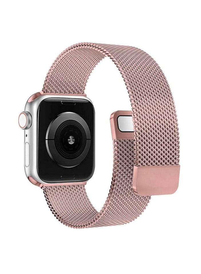 تين تك سوار مغناطيس متوافق مع ساعة ابل 49 ملم / 45 ملم / 44 ملم / 42 ملم، استيك ساعة من الستانلس ستيل لسلسلة اي ووتش 1/2/3/4/5/6/7/8/اس اي / الترا / الترا 2 من تين تك – روز جولد - Image 2