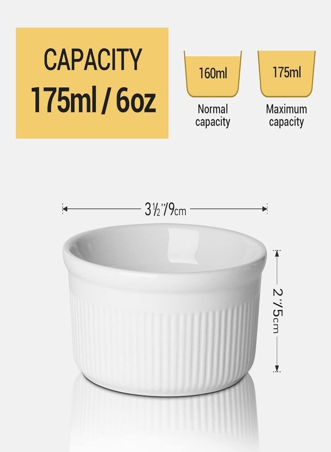 Incrizma Porcelain Ramekins Durable Baking Cups for Souffle, Creme Brulee, Custards, Pudding and Ice Cream (Set of 6 Pcs) - Image 2