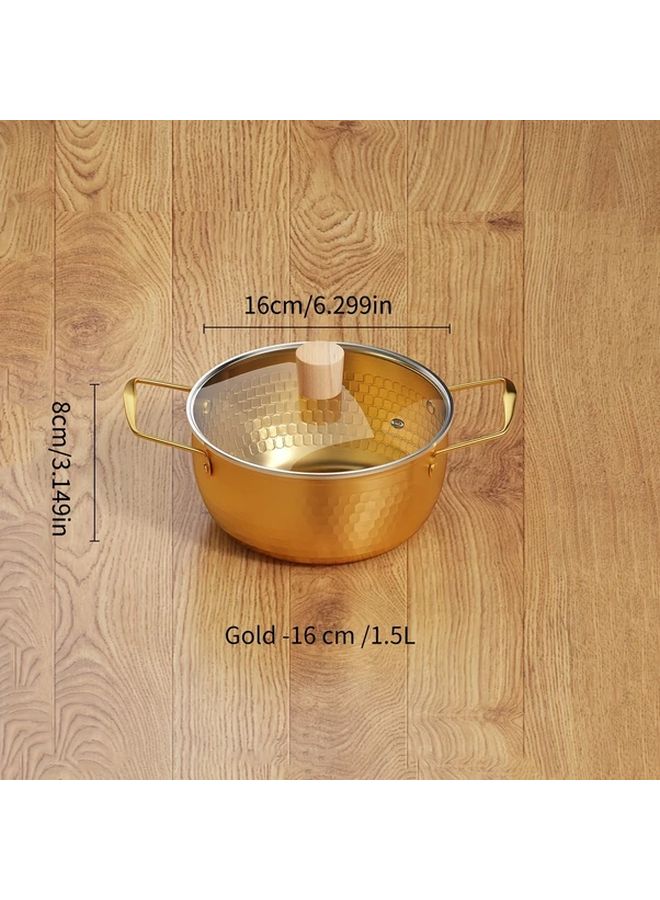 Golden 1.5L Small Soup Pot Single Serving Hot Pot For Dormitory Camping Outdoor Use - Image 1