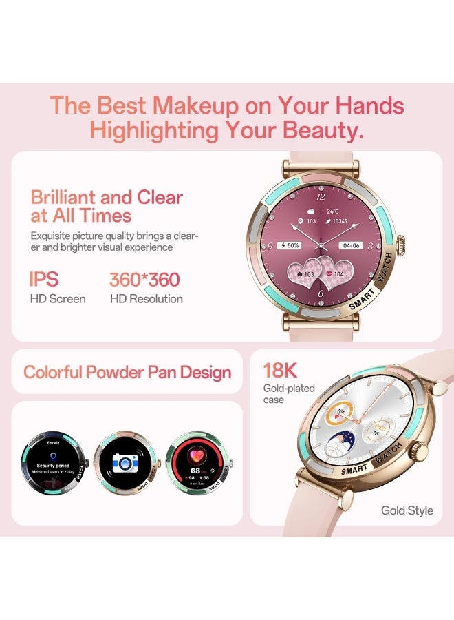 Aolon Lily R3 Women's Smart Watch, 41mm Gold, IP68 Waterproof, Custom Wallpaper, Health Monitoring - Image 2