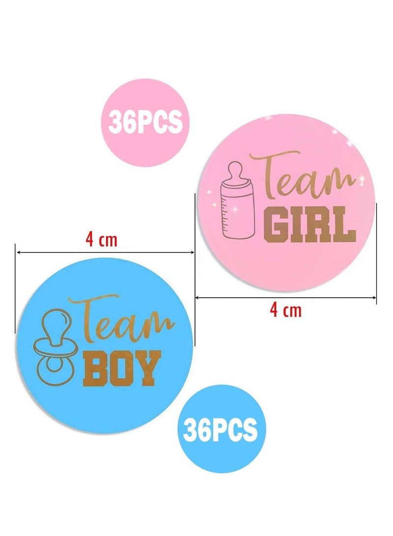 Excefore Gender Reveal Stickers, 72 Pcs Baby Sticker Labels with Gold Glitter Letter Team Boy and Team Girl Stickers for Baby Shower Decorations and Gender Reveal Party Games  - Image 2