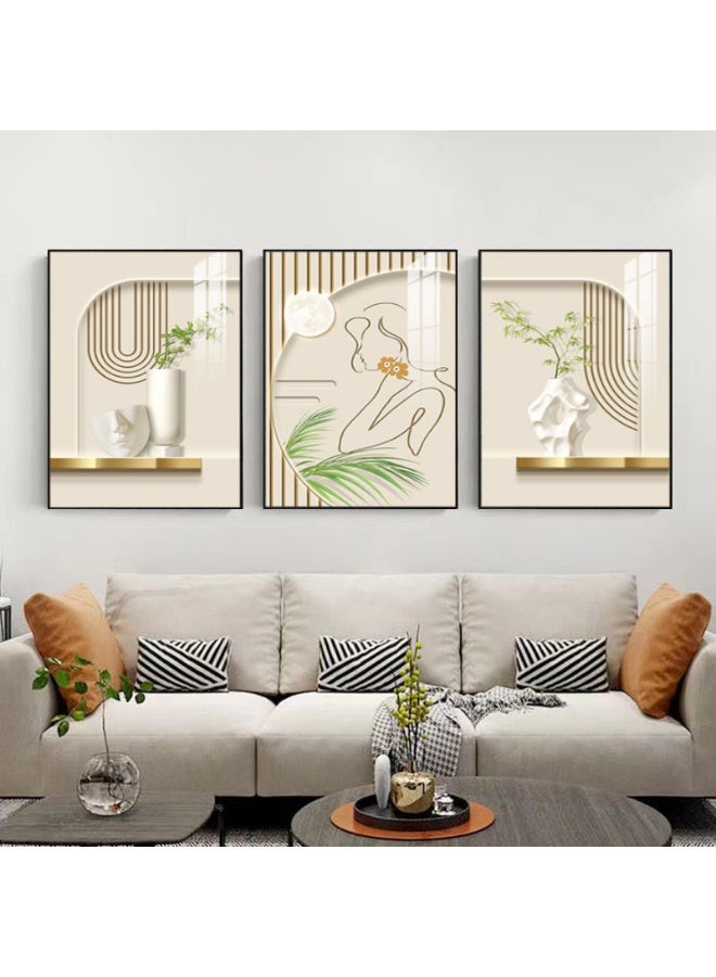 KBKBART مجموعة من 3 لوحات فنية مؤطرة على قماش موضوعة على إطار PS للديكور المنزلي في غرفة المعيشة وغرفة الطعام وغرفة النوم والمكتب - Image 4