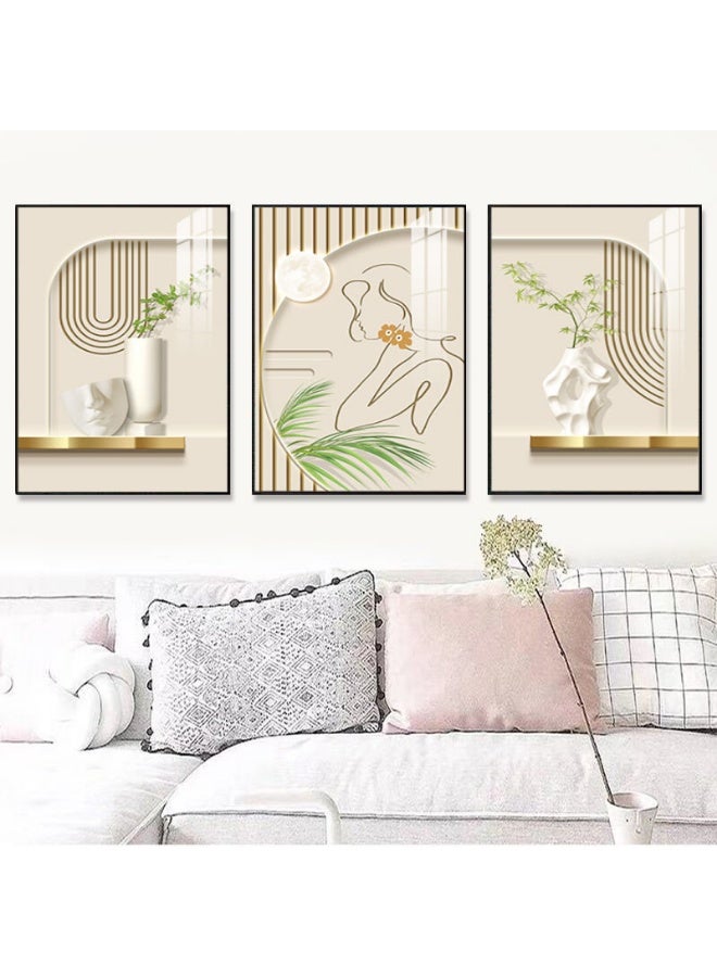 KBKBART مجموعة من 3 لوحات فنية مؤطرة على قماش موضوعة على إطار PS للديكور المنزلي في غرفة المعيشة وغرفة الطعام وغرفة النوم والمكتب - Image 2