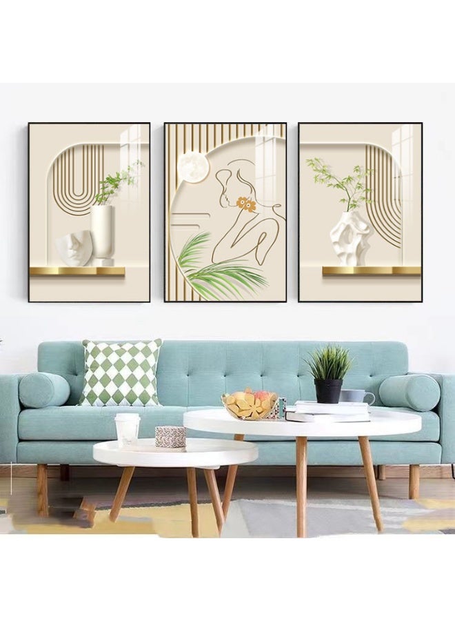 KBKBART مجموعة من 3 لوحات فنية مؤطرة على قماش موضوعة على إطار PS للديكور المنزلي في غرفة المعيشة وغرفة الطعام وغرفة النوم والمكتب - Image 1