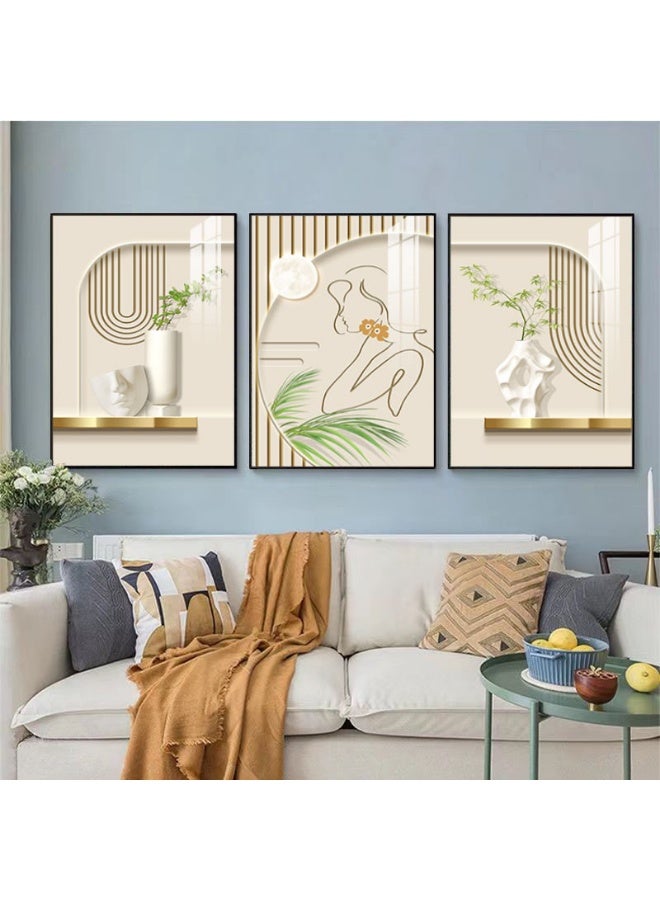 KBKBART مجموعة من 3 لوحات فنية مؤطرة على قماش موضوعة على إطار PS للديكور المنزلي في غرفة المعيشة وغرفة الطعام وغرفة النوم والمكتب - Image 3