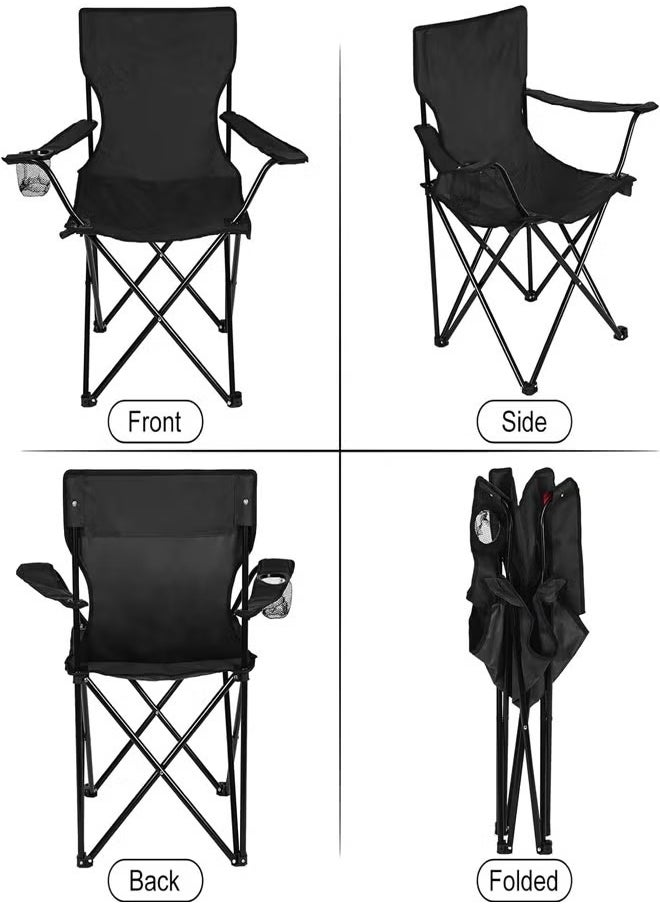 Cady One 2 in 1 Set of Folding Camping Chair with Armrests and Cup Holder Black and Portable Folding Lightweight Camping Chair for Camping Beige  - Image 4