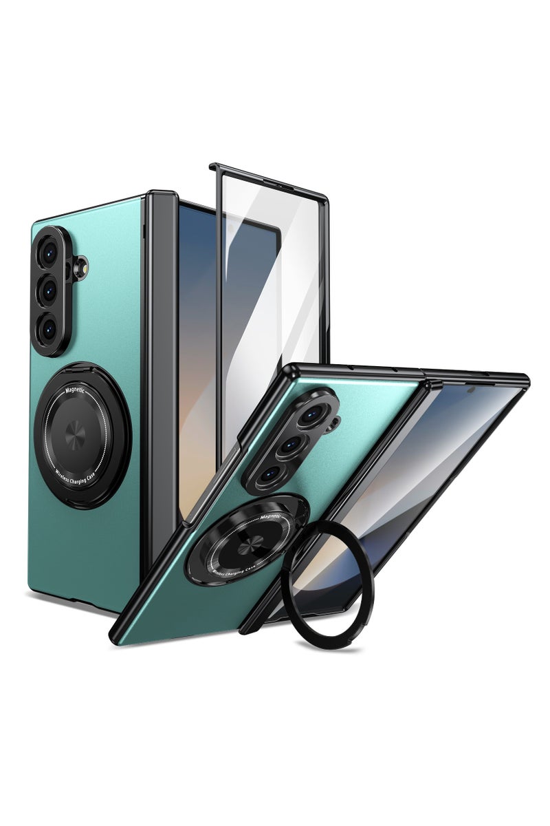 غطاء واقي متوافق مع هاتف Galaxy Z Fold7 - حافظة متكاملة مع حامل دوّار مغناطيسي وطبقة حماية، بتصميم كامل الحواف مقاوم للسقوط.