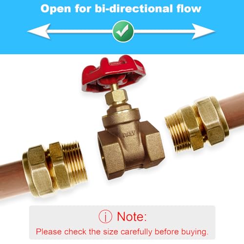GUXGUY 1” Brass Gate Valve DN25, NPT Brass Female Threaded Rotary Globe Valve for Water Pipes, Fuel Water Gas Flow Control, Air Switches, Water Meter Front Switches and Air Compressors, etc - Image 2