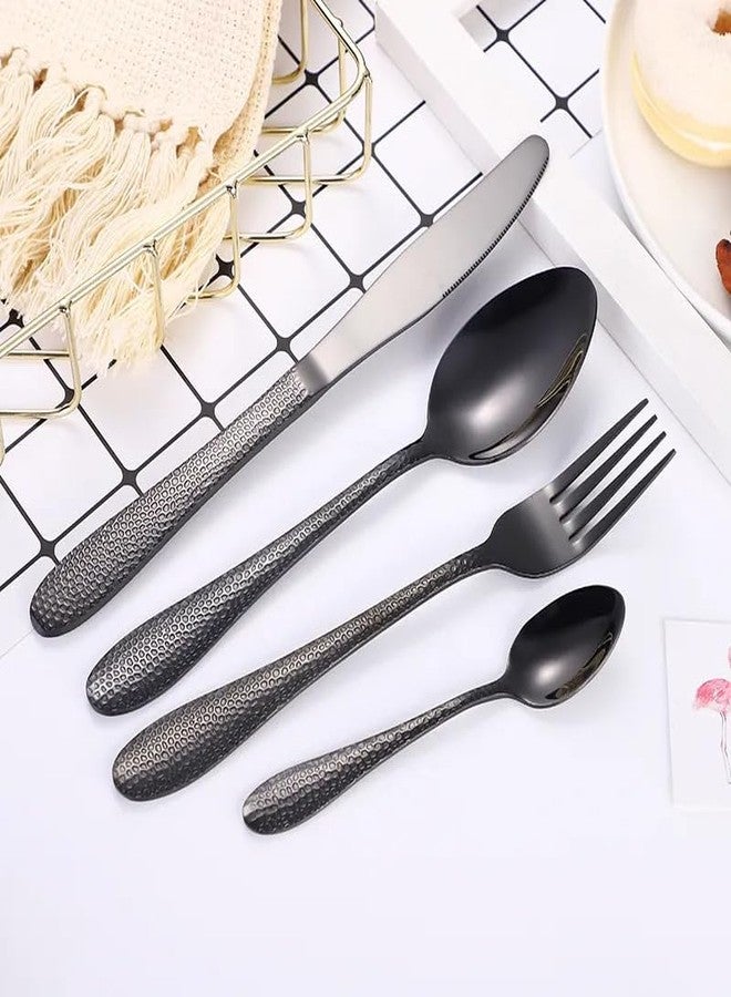 DLEST 20 Pieces Premium Stainless Steel Cutlery Set for Home & Kitchen (4 Table Spoons, 4 Forks, 4 Tea Spoons, 4 Salad Fork, 4 Knives) Spoon Set, Luxury Dining Tableware Gift for House Warming, Black - Image 2