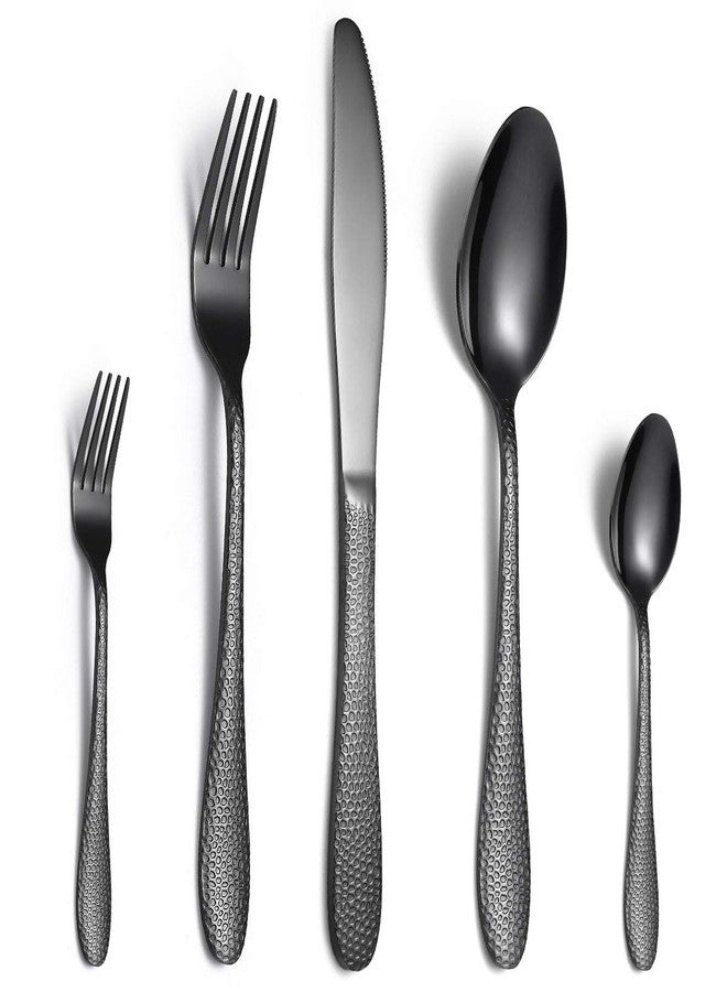 DLEST 20 Pieces Premium Stainless Steel Cutlery Set for Home & Kitchen (4 Table Spoons, 4 Forks, 4 Tea Spoons, 4 Salad Fork, 4 Knives) Spoon Set, Luxury Dining Tableware Gift for House Warming, Black - Image 1
