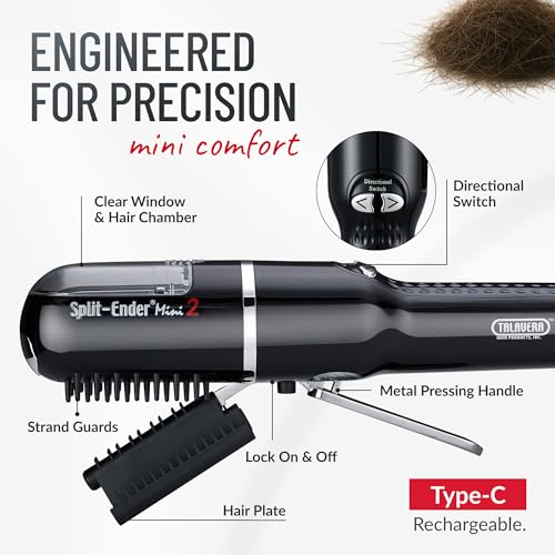 Split Ender Mini 2 – Original Cordless Split End Hair Trimmer for Dry, Damaged, Brittle, Curly, Frizzy, or Straight Hair – Rechargeable Hair Clipper, Home Styling Tool for Split Ends (Black) - Image 5