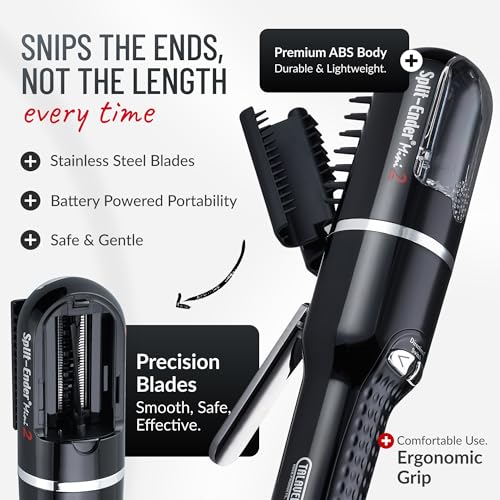 Split Ender Mini 2 – Original Cordless Split End Hair Trimmer for Dry, Damaged, Brittle, Curly, Frizzy, or Straight Hair – Rechargeable Hair Clipper, Home Styling Tool for Split Ends (Black) - Image 4