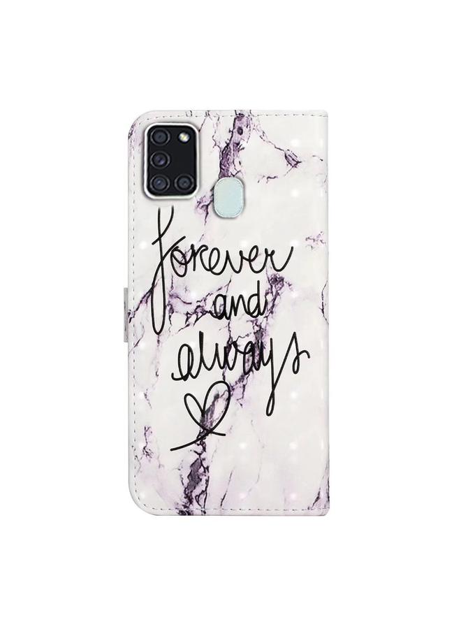 اس-توب جراب لهاتف Samsung Galaxy A21s مصنوع من الجلد برسومات ثلاثية الأبعاد منقوشة بالزيت - Image 3