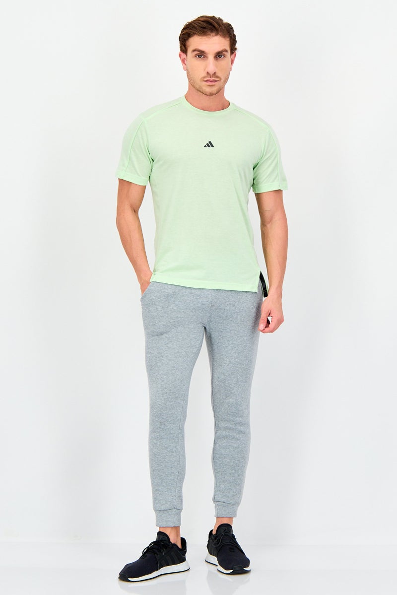 Adidas تي شيرت يوجا للرجال بأكمام قصيرة، لون أخضر نعناعي - Image 4