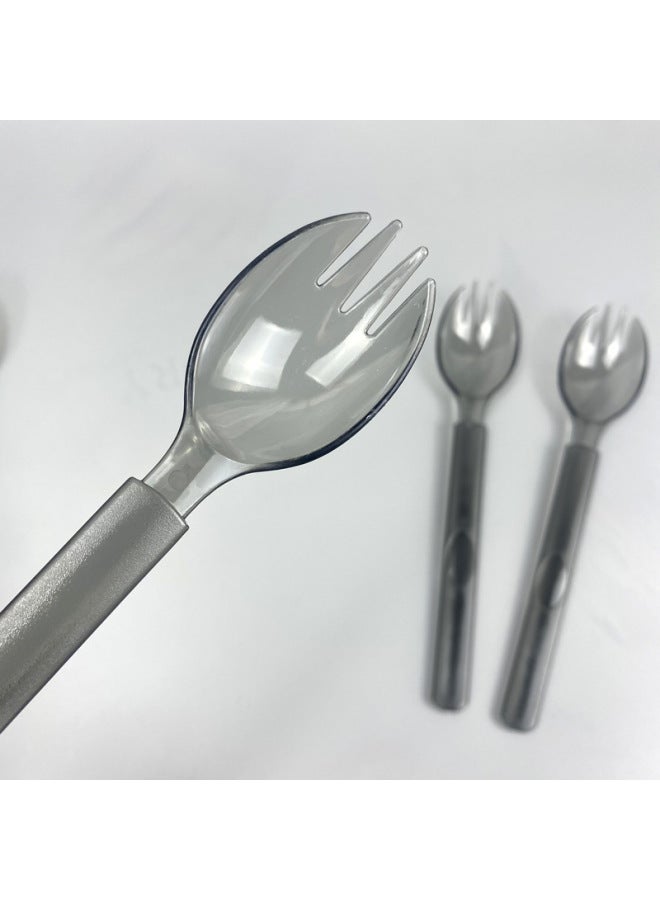 Disposable Fork Spoon Plastic Spoon Thickened Salad Tableware Fork Spoon One-piece Paper Towel Set Commercial Long-handle Spoon Fork-Specifications:Fork Spoon + Paper Towel - Image 4