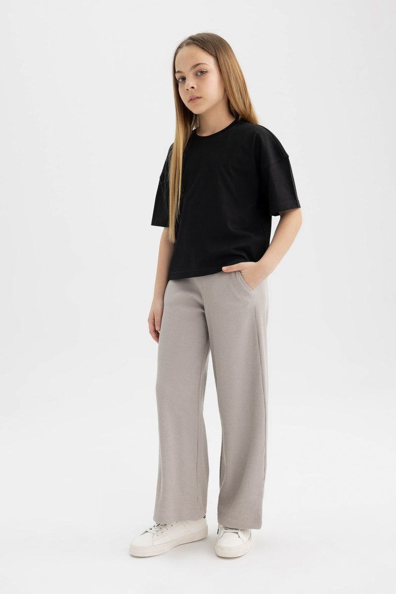 DeFacto Girl Straight Fit Waffle Trousers - Image 3