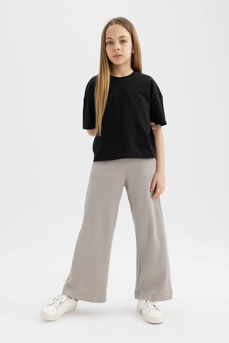 DeFacto Girl Straight Fit Waffle Trousers - Image 1