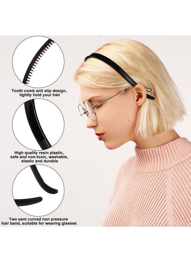 Waydress 3 Pieces Flex No Pressure Headbands Effortless Plastic Teeth Comb Headbands Skinny Hair Bands Plastic Hair Loop Hair Accessories For Women And Girls (Black Light Brown Dark Brown)  - Image 4
