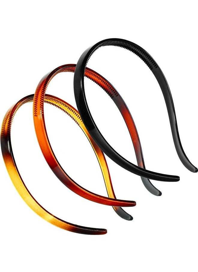 Waydress 3 Pieces Flex No Pressure Headbands Effortless Plastic Teeth Comb Headbands Skinny Hair Bands Plastic Hair Loop Hair Accessories For Women And Girls (Black Light Brown Dark Brown)  - Image 2