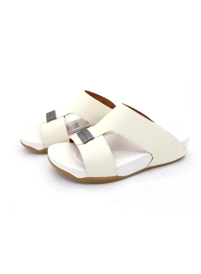 U.S. Polo Assn. WHITE Men’s Cream/White Crossover Slide Sandals – Casual Slip‑On Sandals for Home, Beach & Everyday Comfort for Men | Best Price UAE