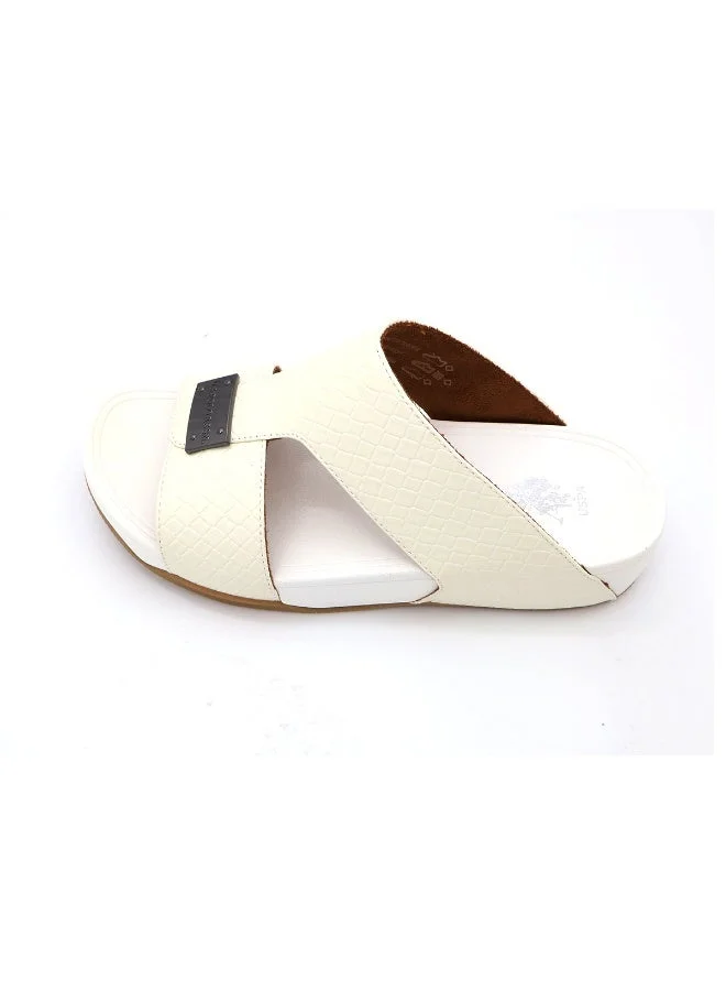 U.S. Polo Assn. WHITE Men’s Cream/White Crossover Slide Sandals – Casual Slip‑On Sandals for Home, Beach & Everyday Comfort for Men | Best Price UAE