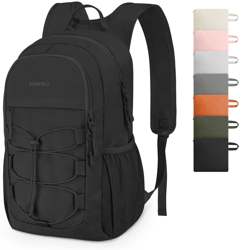 ZOMFELT Hiking Backpack for Women Men, 15L Lightweight Packable Backpack for Trip, Water Resistant Small Travel Backpacks, Foldable daypack for Hiking, Walking, Cycling, Camping, Black - Image 1