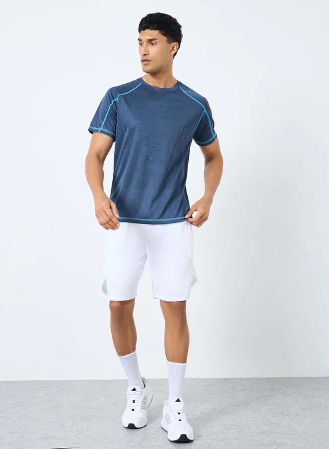 ستايلي اكتيف تيشيرت بأكمام راجلان بخياطة متباينة سريع الجفاف