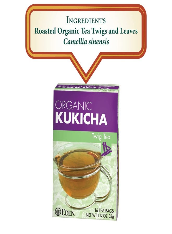 Eden Kukicha Organic Roasted Twig Tea, George Ohsawa Macrobiotic, Low Caffeine, 16 Unbleached Manila Tea Bags/Box - Image 2