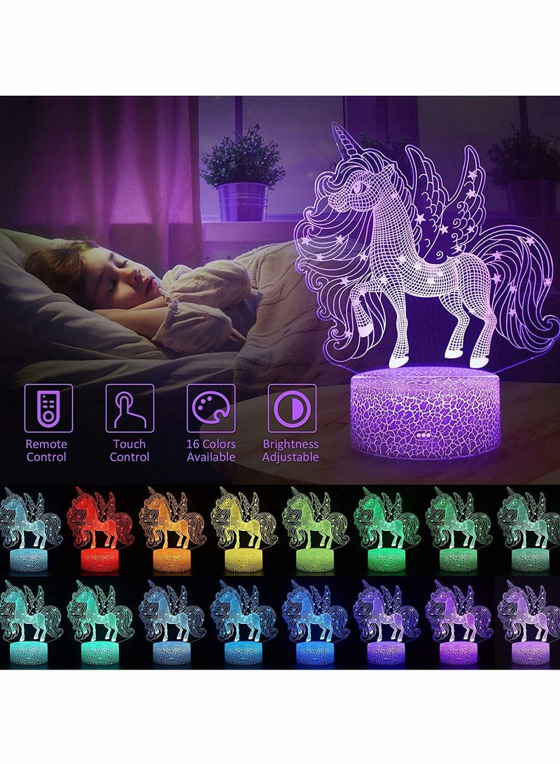 Unicorn Night Light for Kids, 3D LED Night Light 16 Colors with Remote Control, Unicorn Decorative Night Light for Bedroom Bedside, Kids Room, Desk Ornament, Gift for Girls - Image 2