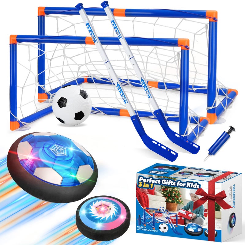 Nazano 3in1 Hover Soccer Ball Set for Kids Gift for Boys 35 68 Hover Soccer Ball for Kids LED Lights Indoor Outdoor Birthday Christmas Hockey Gifts for Boys - Image 3