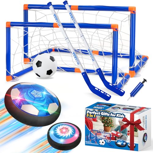 Nazano 3in1 Hover Soccer Ball Set for Kids Gift for Boys 35 68 Hover Soccer Ball for Kids LED Lights Indoor Outdoor Birthday Christmas Hockey Gifts for Boys - Image 1