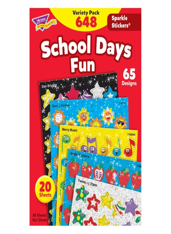 Trend Enterprises School Days Fun Sparkle Stickers Variety Pack by TREND enterprises, Inc.; 648 ct., 65 designs - Image 1