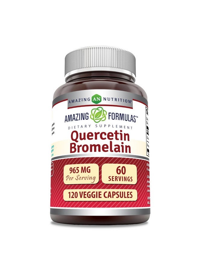 Amazing Nutrition Amazing Formulas Quercetin 800mg with Bromelain 165mg, 120 Veggie Capsules Supplement | Non-GMO | Gluten Free | Made in USA - Image 1