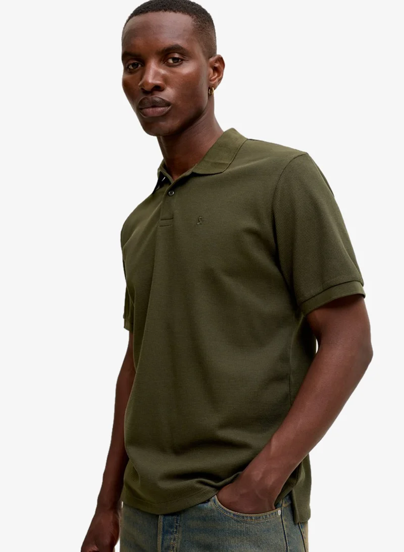 JACK & JONES Rosin Detail:Classic Solid Regular Fit Polo for Men | Best Price UAE