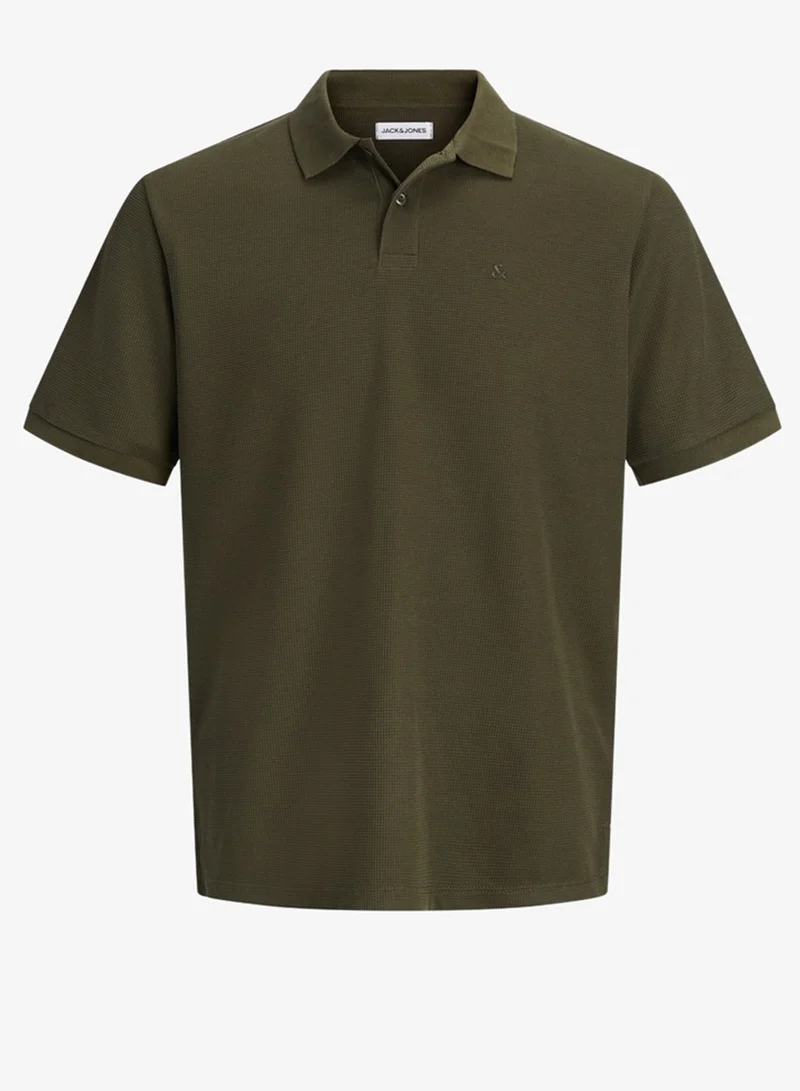 JACK & JONES Rosin Detail:Classic Solid Regular Fit Polo for Men | Best Price UAE
