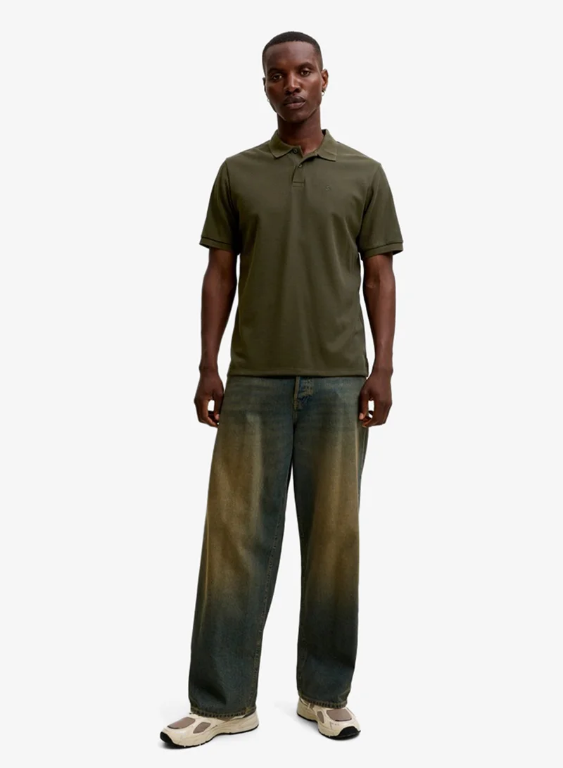 JACK & JONES Rosin Detail:Classic Solid Regular Fit Polo for Men | Best Price UAE