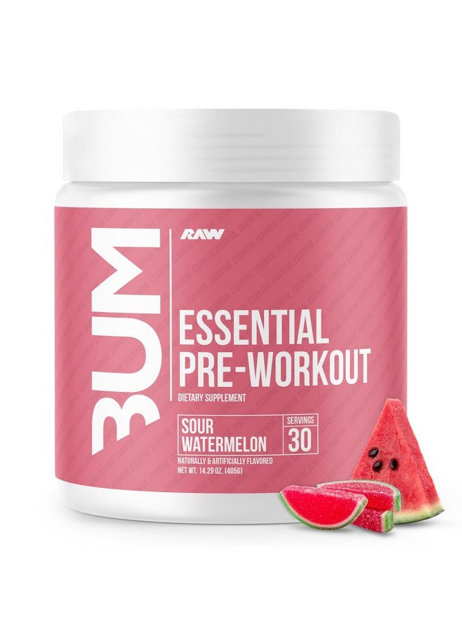 Raw Essential Pre-Workout Powder (Sour Watermelon) - Chris Bumstead Sports Nutrition Supplement For Men & Women Preworkout Energy With Caffeine, L-Citrulline, L-Tyrosine, Beta Alanine Blend - Image 1