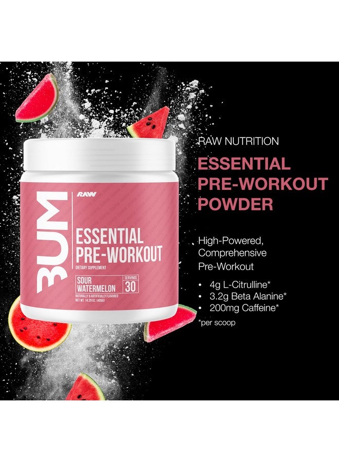 Raw Essential Pre-Workout Powder (Sour Watermelon) - Chris Bumstead Sports Nutrition Supplement For Men & Women Preworkout Energy With Caffeine, L-Citrulline, L-Tyrosine, Beta Alanine Blend - Image 2