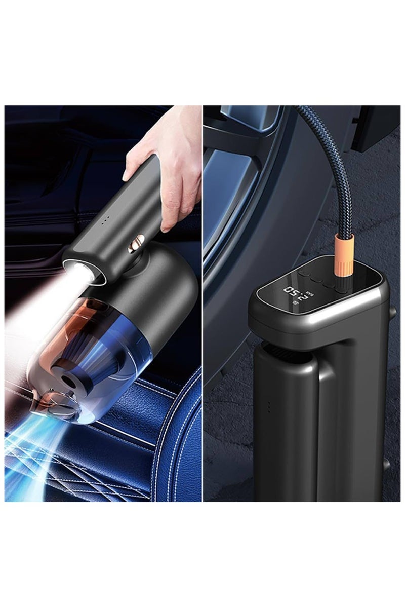 ايساجر مكنسة لاسلكية 5 في 1 مع منفاخ هواء قوي – شفط 8000PA، بطارية 4000mAh، ضغط نفخ 150PSI، فلتر HEPA قابل للغسل، شحن USB-C – تنظيف السيارة، المنزل والمكتب، منفاخ، ضوء LED وباور بنك - Image 4