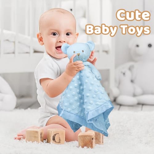 Pro Goleem Teddy Bear Lovey Baby Security Blanket for Boys and Girls Unisex Soft Lovie Baby Gifts for Newborn Toddler Snuggle Toy Stuffed Animal Blue 16 Inch - Image 4