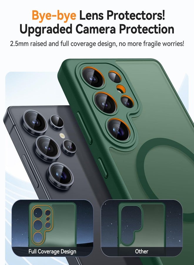 CANSHN Magnetic Cover for Samsung Galaxy S25 Ultra (6.9 Inches) [Full Camera Protection] Translucent Matte Slim Protective Shockproof Case, Deep Green - Image 3