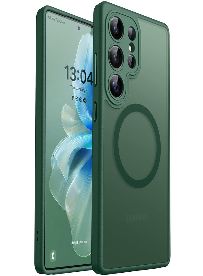 CANSHN Magnetic Cover for Samsung Galaxy S25 Ultra (6.9 Inches) [Full Camera Protection] Translucent Matte Slim Protective Shockproof Case, Deep Green - Image 1