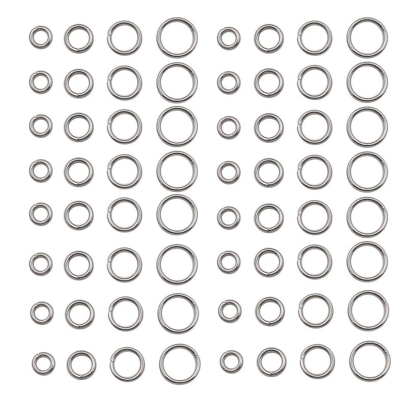 1200 Pcs Mix 4mm 5mm 6mm 7mm Stainless Steel Rings Jump Rings Connector Rings for Jewelry Making Necklaces Bracelet Earrings Keychain DIY Craft M533