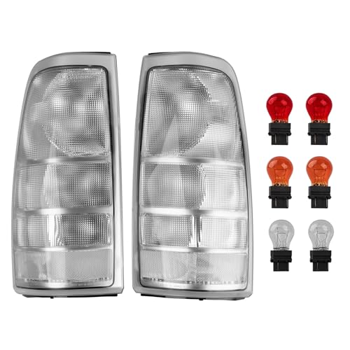 Jiacheng Tail Lights Assembly Compatible with 1999-2006 GMC Sierra 1500 2500 3500, for 1999-2002 Chevy Silverado 1500 2500, Taillights Rear Brake Lamps Chrome Housing with Clear Lens - Image 1